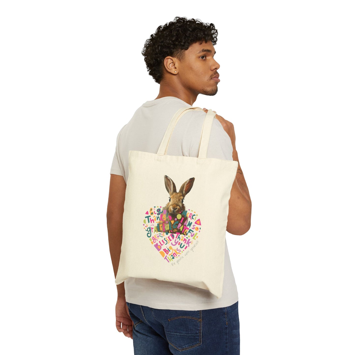 Bunny Heart Cotton Canvas Tote Bag | Bunny Tote Bag | Rabbit Tote Bag | Gift for Bunny Lovers | Gift for Rabbit Lovers | Pets Lover Tote Bag | Pet Products | Pet Accessories | Bunny Gifts | Personalised Pet Products| Pet Portrait | Custom Pet Portrait