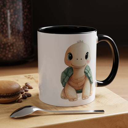 Cute Turtle Accent Coffee Mug, Unique Gift for Animal Lovers, Kitchen Decor, Cute Drinkware, Fun Collectible Mug