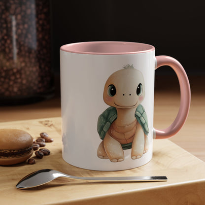 Cute Turtle Accent Coffee Mug, Unique Gift for Animal Lovers, Kitchen Decor, Cute Drinkware, Fun Collectible Mug