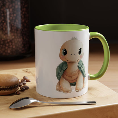 Cute Turtle Accent Coffee Mug, Unique Gift for Animal Lovers, Kitchen Decor, Cute Drinkware, Fun Collectible Mug