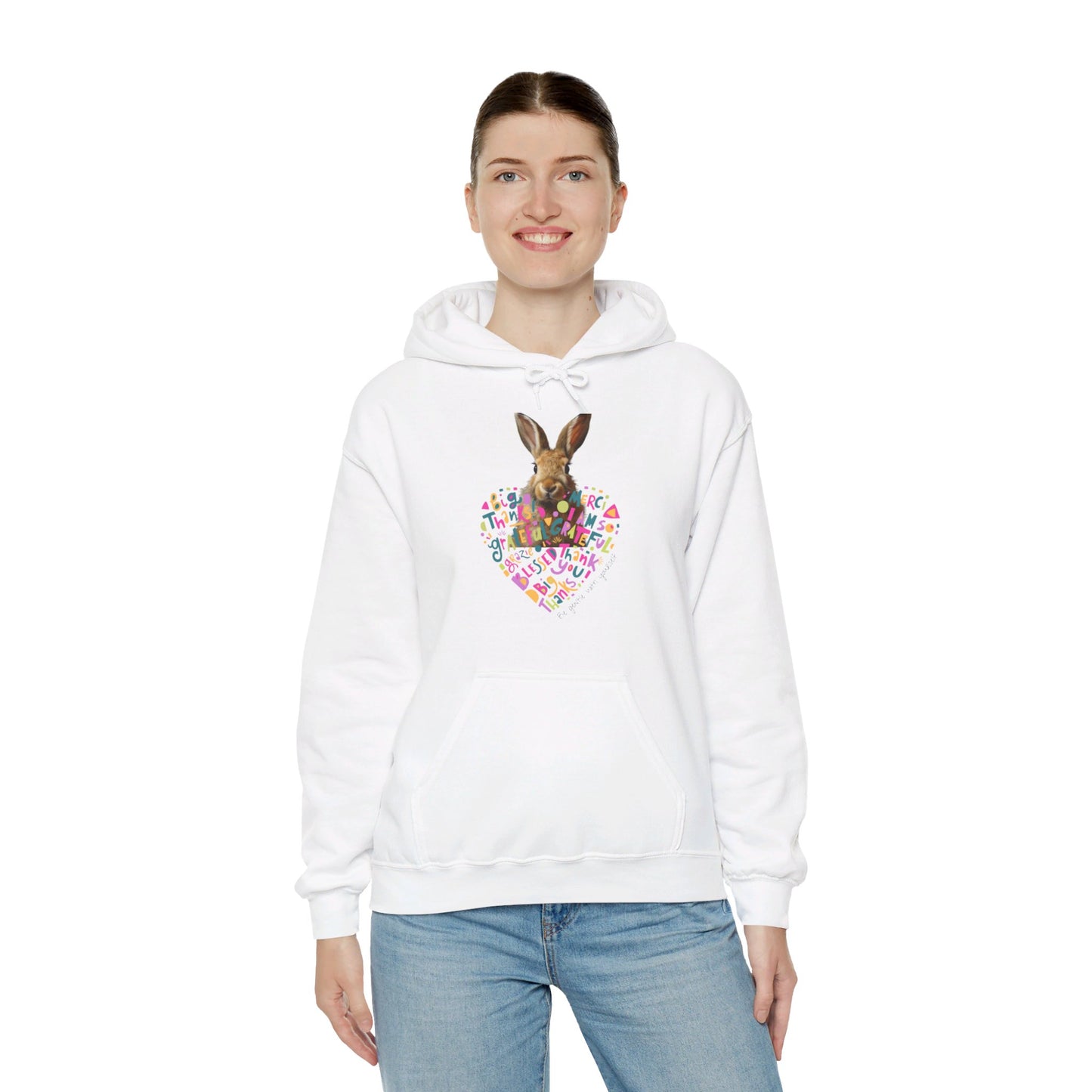 Gratitude Heart Bunny Hoodie Tee | Unisex Heavy Blend™ Hooded Sweatshirt | Gifts for Bunny Lovers | Pets Lover Tee | Rabbit Owner Shirt | Cute Rabbit Gifts |Personalized Pet Sweatshirt | Custom Gift | Bunny Shirt | Personalised Pet Hoodie