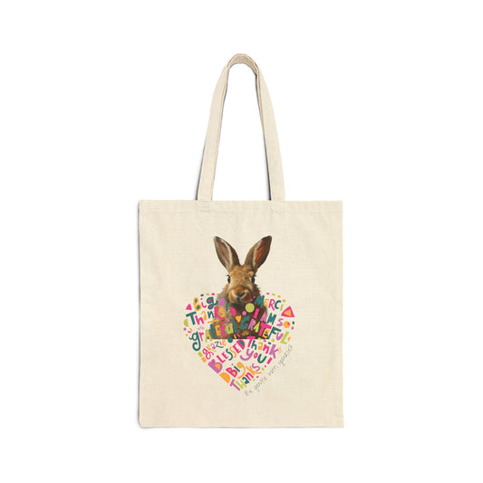 Bunny Heart Cotton Canvas Tote Bag | Bunny Tote Bag | Rabbit Tote Bag | Gift for Bunny Lovers | Gift for Rabbit Lovers | Pets Lover Tote Bag | Pet Products | Pet Accessories | Bunny Gifts | Personalised Pet Products| Pet Portrait | Custom Pet Portrait