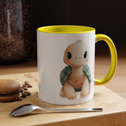 Cute Turtle Accent Coffee Mug, Unique Gift for Animal Lovers, Kitchen Decor, Cute Drinkware, Fun Collectible Mug