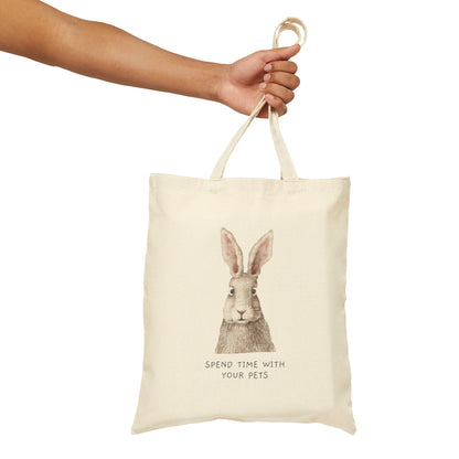 Bunny Bliss Cotton Canvas Tote Bag | Bunny Tote Bag | Rabbit Tote Bag | Gift for Bunny Lovers | Gift for Rabbit Lovers | Pets Lover Tote Bag | Pet Products | Pet Accessories | Bunny Gifts | Personalised Pet Products|  Pet Portrait | Custom Pet Portrait